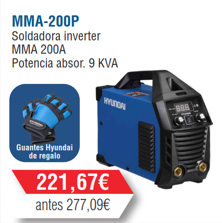 SOLDADORA INVERTER HYUNDAI MMA - 200A